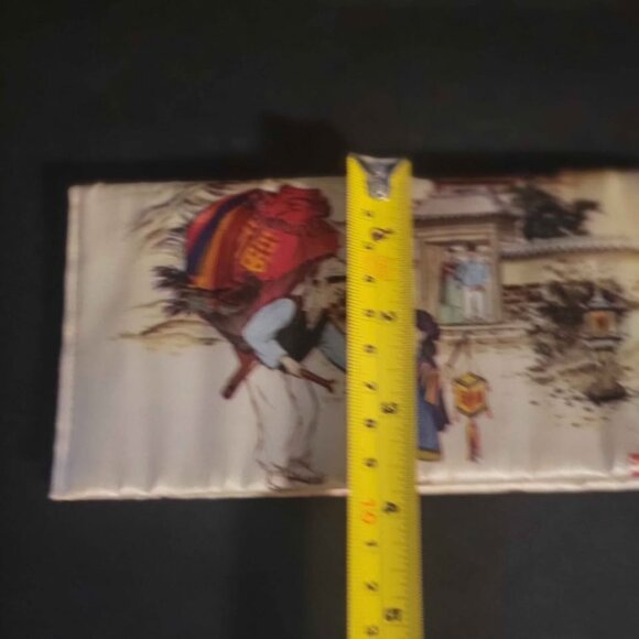 Chinese Vintage Small Satin Clutch,Wallet, Or Tobacco Pouch With A Painted Image - Picture 6 of 6